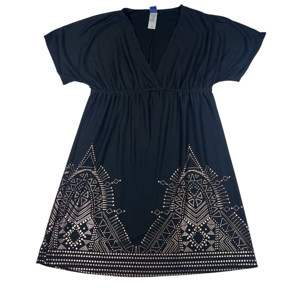 Swimsuits For All 10/12 Black Boho Swim Cover Up
